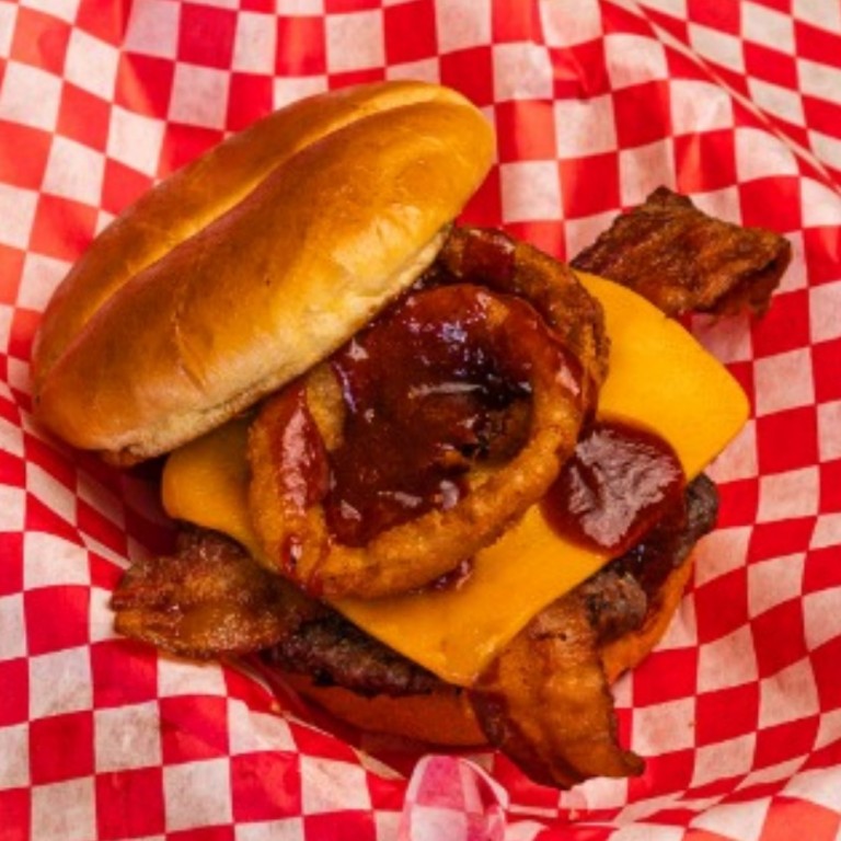 Flame broiled burger at Riviera Bowl & Pizzeria, Sauk City WI
