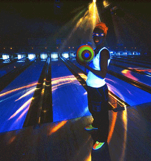 person glow bowling